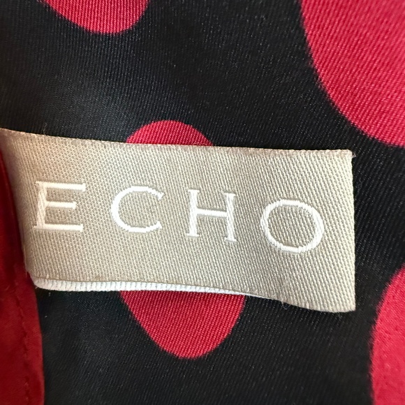 Striking Polka Dot Silk Scarf – Echo – Black & Red – 100% Silk - Picture 5 of 8